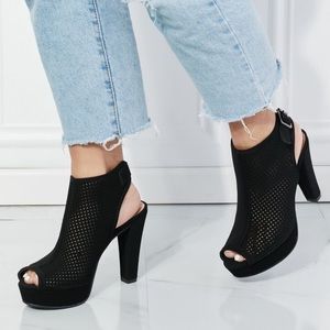 Forever Link Stand Tall Faux Leather Cutout Peep-Toe High Heels